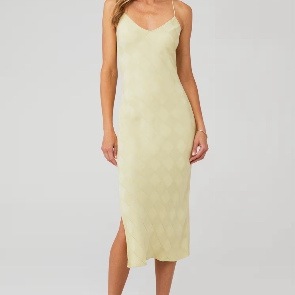 Mari Slip Dress - Citron Grid